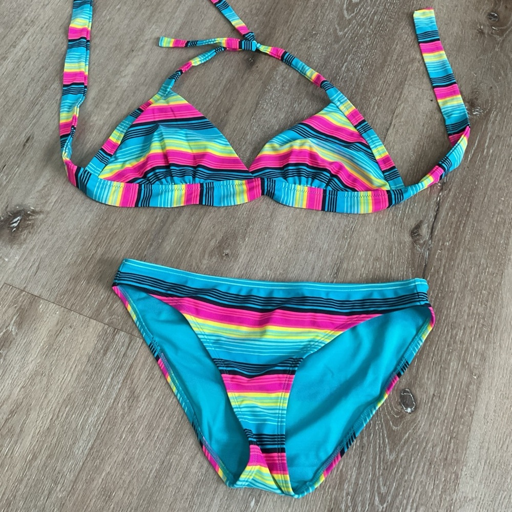 Gap Body - 2-piece Halter Striped Bikini Set - Top Size Medium Bottom Size Small